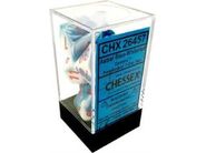 Dice Chessex Dice - Gemini Astral Blue-White with Red - Set of 7 - CHX 26457 - Cardboard Memories Inc.