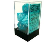 Dice Chessex Dice - Cirrus Aqua with Silver - Set of 7 - 27465 - Cardboard Memories Inc.