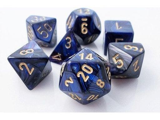Dice Chessex Dice - Scarab Royal Blue with Gold - Set of 7 - CHX 27427 - Cardboard Memories Inc.