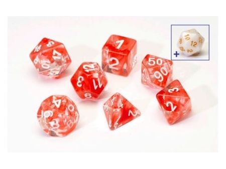 Dice Sirius Dice - 7 Die Set - Translucent Red Cloud Resin - Cardboard Memories Inc.