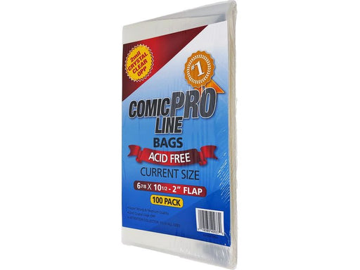 Supplies Comic Pro Line - Current Comic Bags - Package of 100 - Cardboard Memories Inc.