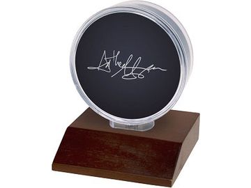 Supplies Ultra Pro - Puck Holder with Dark Wood Base - Cardboard Memories Inc.