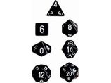 Dice Chessex Dice - Opaque Black with White - Set of 7 - CHX 25408 - Cardboard Memories Inc.