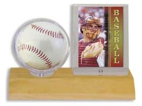 Supplies Ultra Pro - Ball and Card Holder - Light Wood - Cardboard Memories Inc.