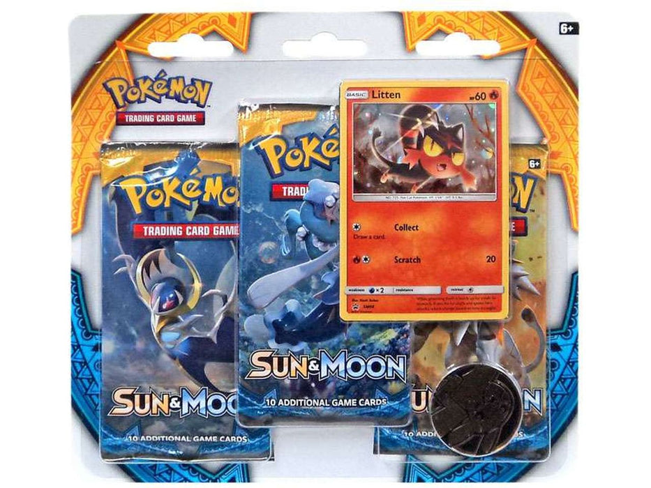 Trading Card Games Pokemon - Sun and Moon - 3-Pack Trading Card Blister - Litten - Cardboard Memories Inc.