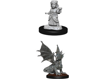 Role Playing Games Wizkids - Dungeons and Dragons - Unpainted Miniature - Nolzurs Marvellous Miniatures - Silver Dragon Wyrmling - 90153 - Cardboard Memories Inc.