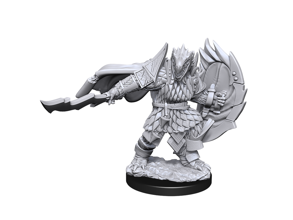Role Playing Games Wizkids - Dungeons and Dragons - Unpainted Miniature - Nolzurs Marvellous Miniatures - Dragonborn Fighter Male - 90303 - Cardboard Memories Inc.