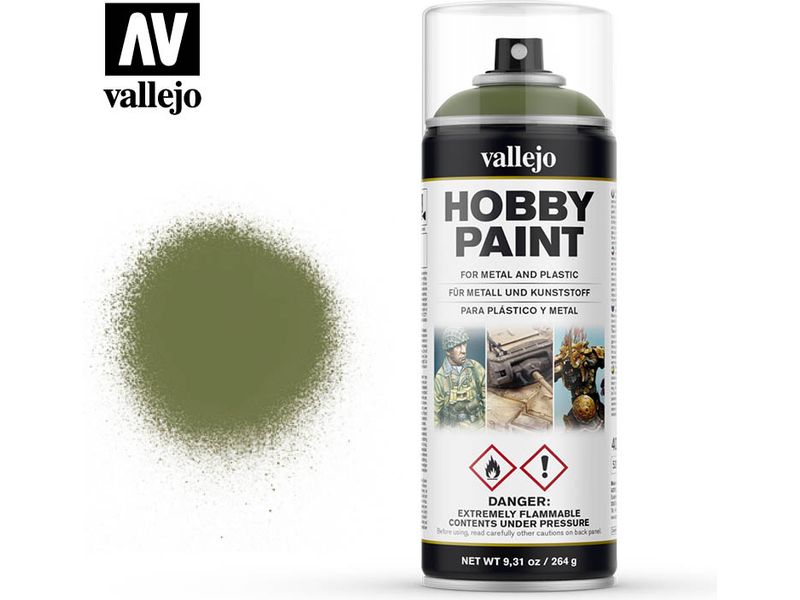 Paints and Paint Accessories Acrylicos Vallejo - Paint Spray - Goblin Green - 28 027 - Cardboard Memories Inc.