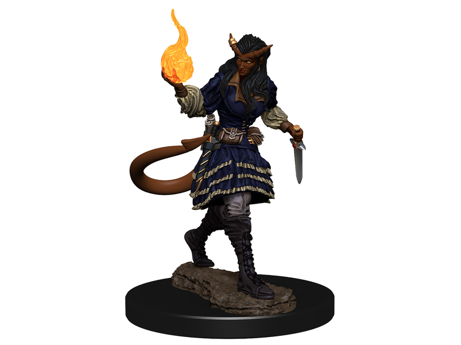 Role Playing Games Wizkids - Dungeons and Dragons - Unpainted Miniature - Nolzurs Marvellous Miniatures - Tiefling Sorcerer Female - 90304 - Cardboard Memories Inc.