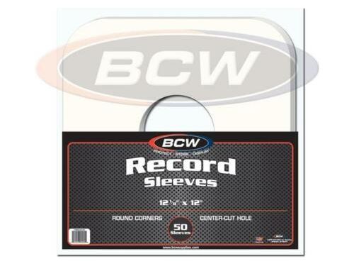 Supplies BCW - Paper Record Sleeves With Hole - Round Corners - 12 1/8" x 12" Package of 50 - Cardboard Memories Inc.