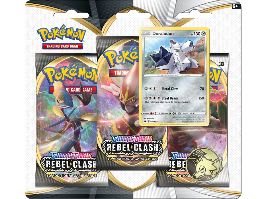 Trading Card Games Pokemon - Sword and Shield - Rebel Clash - 3 Pack Blister - Duraludon - Cardboard Memories Inc.