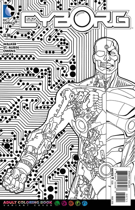 Comic Books DC Comics - Cyborg (2015) 007 - Adult Coloring Book Variant Edition (Cond. FN-) - 1515 - Cardboard Memories Inc.