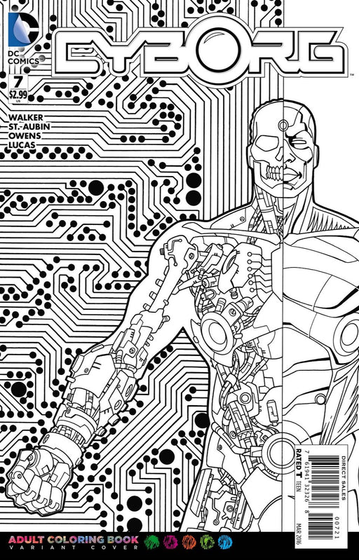 Comic Books DC Comics - Cyborg (2015) 007 - Adult Coloring Book Variant Edition (Cond. FN-) - 1515 - Cardboard Memories Inc.