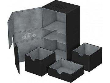 Supplies Ultimate Guard - Twin Flip N Tray Deck Case - Black Xenoskin - 200 - Cardboard Memories Inc.