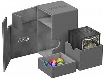 Supplies Ultimate Guard - Flip N Tray Case - Grey Xenoskin - 100 - Cardboard Memories Inc.
