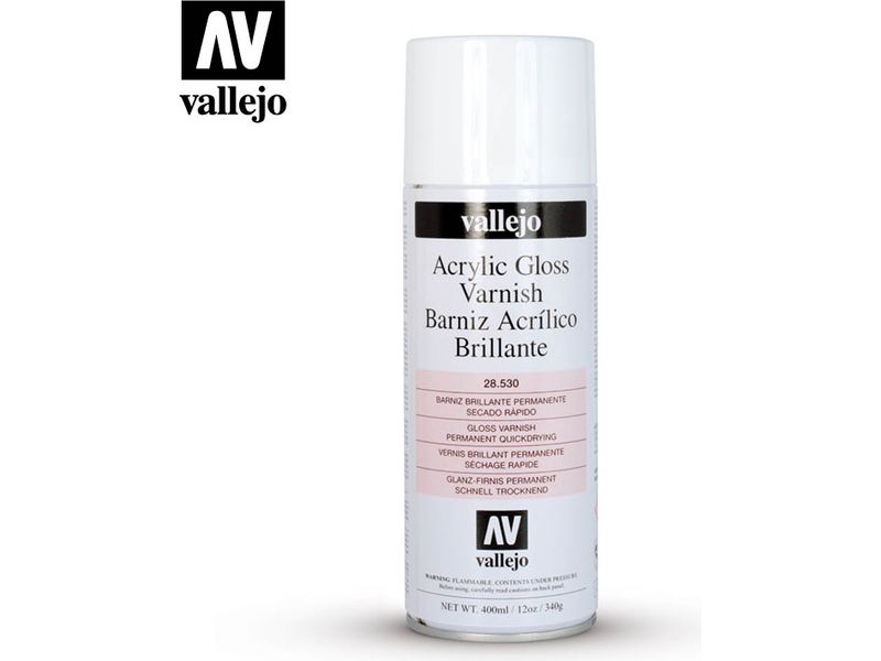 Paints and Paint Accessories Acrylicos Vallejo - Paint Spray - Acrylic Gloss Spray Varnish - 28 530 - Cardboard Memories Inc.