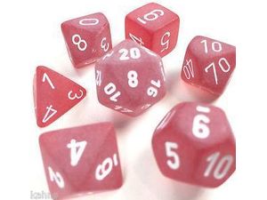 Dice Chessex Dice - Frosted Red with White - Set of 7 - CHX LE427 - Cardboard Memories Inc.