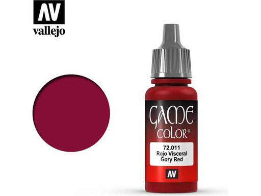 Paints and Paint Accessories Acrylicos Vallejo - Gory Red - 72 011 - Cardboard Memories Inc.