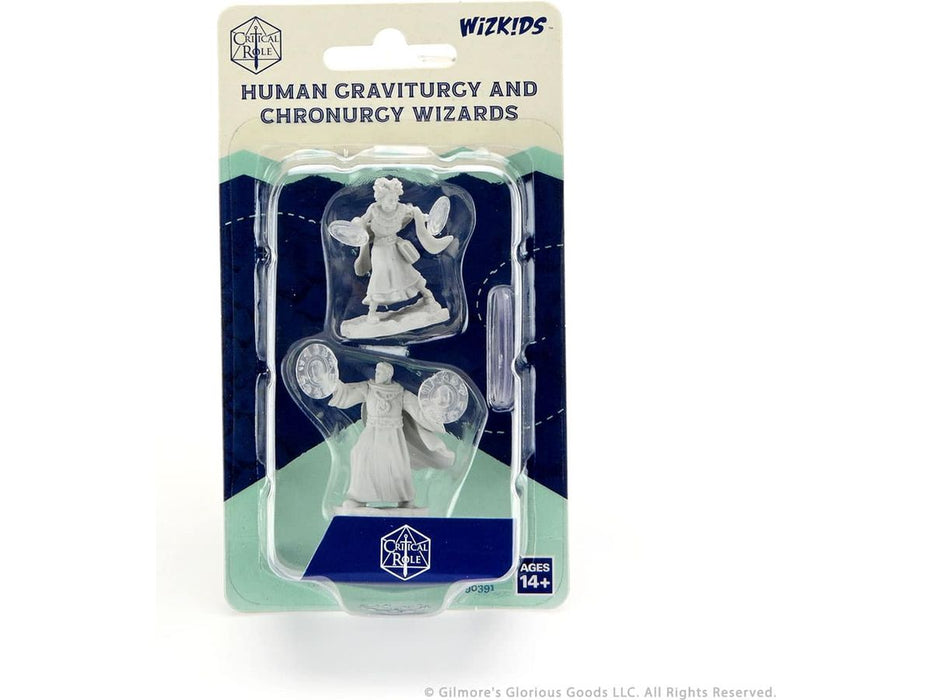 Role Playing Games Wizkids - Critical Roll - Unpainted Miniatures - Graviturgy Male and Chronurgy Female - 90391 - Cardboard Memories Inc.