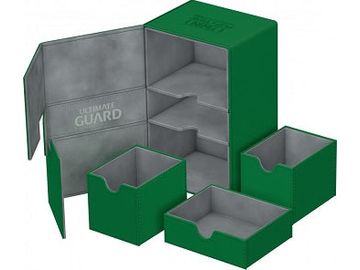 Supplies Ultimate Guard - Twin Flip N Tray Xenoskin - Green - 160 - Cardboard Memories Inc.