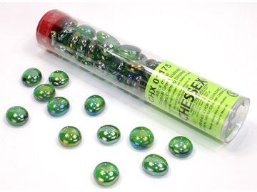 Dice Chessex Dice - Glass Stones - Crystal Green Iridized - Set of 40 - CHX 01175 - Cardboard Memories Inc.