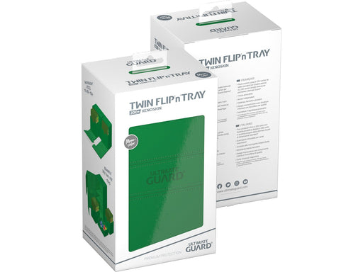 Supplies Ultimate Guard - Twin Flip N Tray Deck Case - Monocolor Green Xenoskin - 200 - Cardboard Memories Inc.