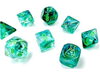 Dice Chessex Dice - Lab Dice - Heavy 7-Die Set - Kelp/Light Green Luminary - Cardboard Memories Inc.
