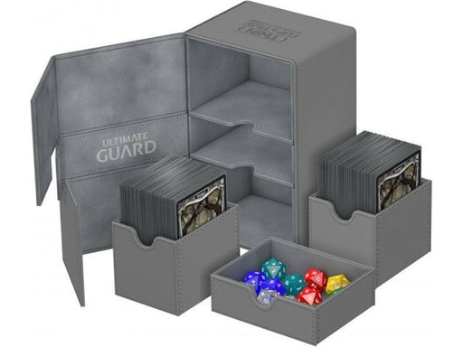Supplies Ultimate Guard - Twin Flip N Tray Xenoskin - Grey - 160 - Cardboard Memories Inc.