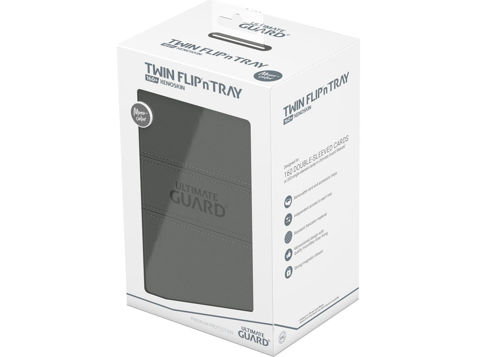 Supplies Ultimate Guard - Twin Flip N Tray Xenoskin - Monocolor Grey - 160 - Cardboard Memories Inc.