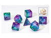 Dice Sirius Dice - 7 Die Set - Blue Aurora Semi-Transparent Resin - Cardboard Memories Inc.