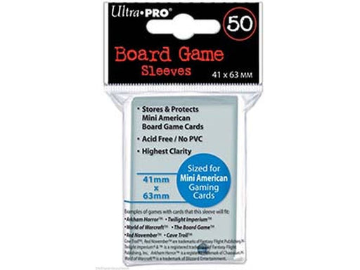 Supplies Ultra Pro - Board Game Card Sleeves - Mini American - 41mm x 63mm - Cardboard Memories Inc.