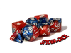 Dice Gate Keeper Games - Halfsies Dice - Spider Red and Heroic Blue - Spider-Dice - Set of 7 - Cardboard Memories Inc.
