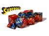 Dice Gate Keeper Games - Halfsies Dice - Super Blue and Heroic Red - Superdice - Set of 7 - Cardboard Memories Inc.