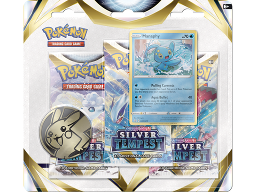 Trading Card Games Pokemon - Sword and Shield - Silver Tempest - 3 Pack Blister - Manaphy - Cardboard Memories Inc.