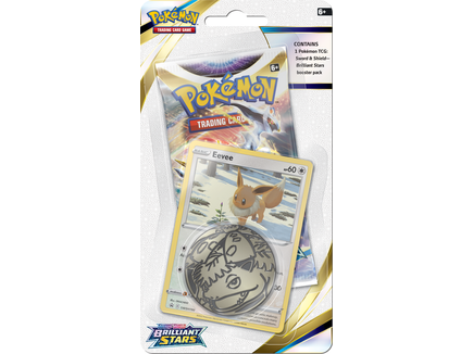 Trading Card Games Pokemon - Sword and Shield - Brilliant Stars - Trading Card Checklane Blister Pack - Eevee - Cardboard Memories Inc.