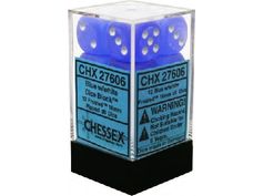 Dice Chessex Dice - Frosted Blue with White - Set of 12 D6 - CHX 27606 - Cardboard Memories Inc.