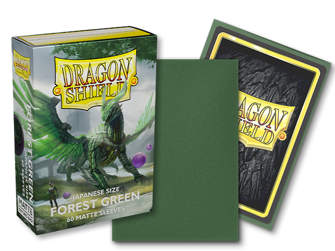 Supplies Arcane Tinmen - Dragon Shield Sleeves - Japanese Size - Matte - Forest Green - Package of 60 - Cardboard Memories Inc.
