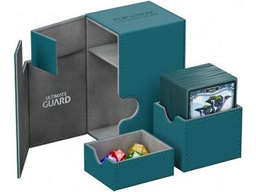 Supplies Ultimate Guard - Flip N Tray Case - Petrol Xenoskin - 80 - Cardboard Memories Inc.
