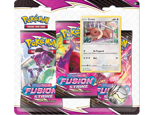 Trading Card Games Pokemon - Sword and Shield - Fusion Strike - 3 Pack Blister - Eevee - Cardboard Memories Inc.
