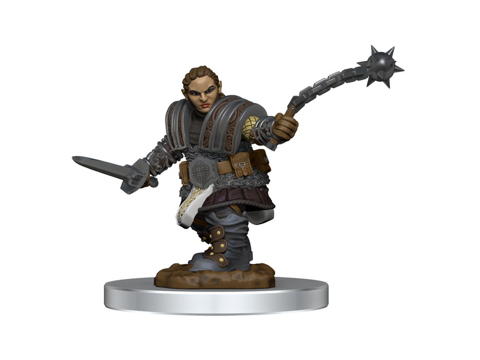 Role Playing Games Wizkids - Dungeons and Dragons - Unpainted Miniature - Nolzurs Marvellous Miniatures - Dwarf Fight Female - 90406 - Cardboard Memories Inc.