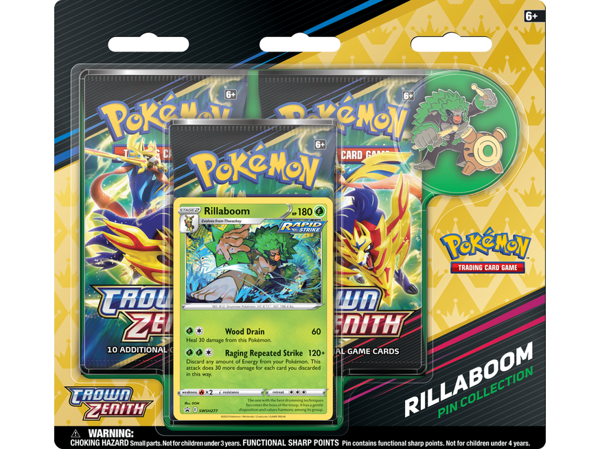 Trading Card Games Pokemon - Crown Zenith - Pin Collection - Rillaboom - Cardboard Memories Inc.