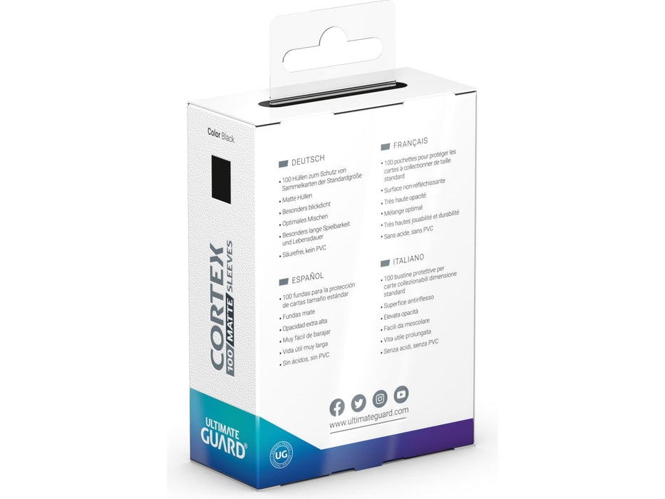 Supplies Ultimate Guard - Cortex Sleeves - Standard - Matte - Black - 100 Count - Cardboard Memories Inc.