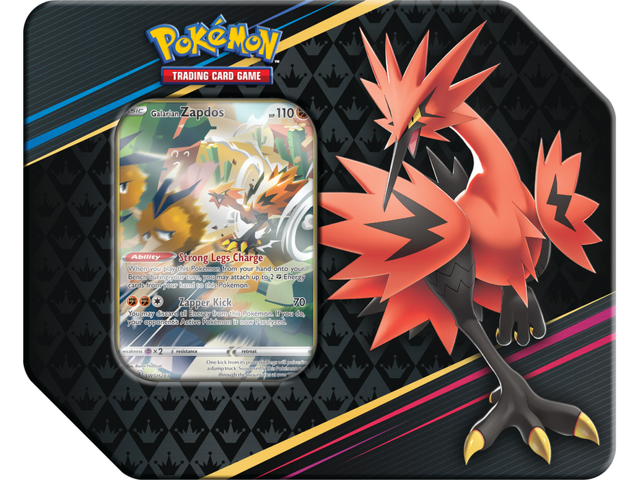 Trading Card Games Pokemon - Crown Zenith - Galarian Tin - Zapdos - Cardboard Memories Inc.