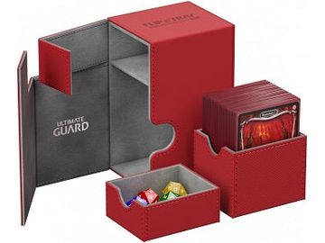 Supplies Ultimate Guard - Flip N Tray Case - Red Xenoskin - 80 - Cardboard Memories Inc.