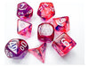 Dice Chessex Dice - Lab Dice - Heavy 7-Die Set - Black Light Special/White Luminary - Cardboard Memories Inc.