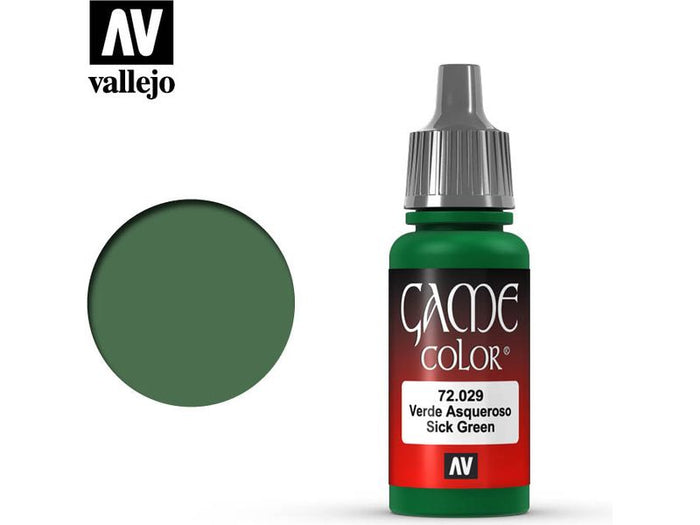 Paints and Paint Accessories Acrylicos Vallejo - Sick Green - 72 029 - Cardboard Memories Inc.