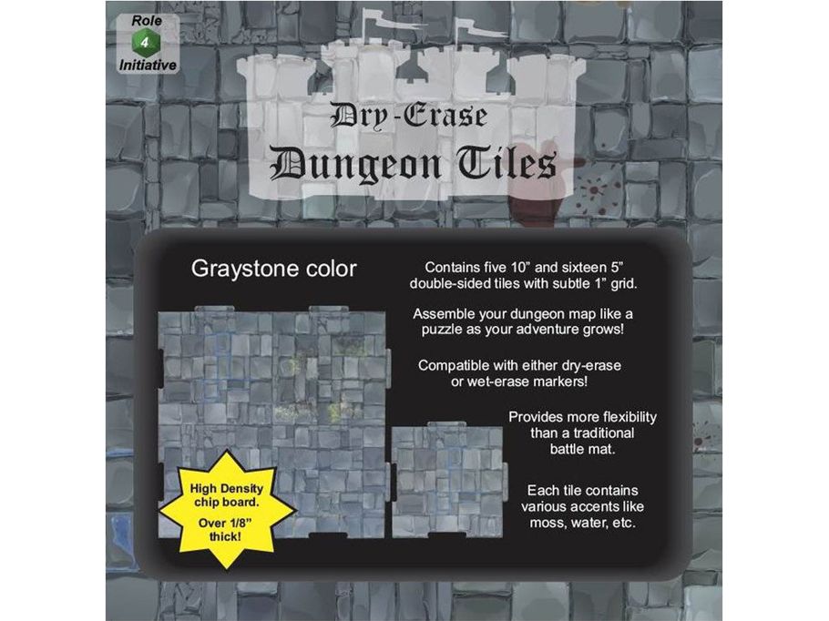 Role Playing Games Role 4 Initiative - Dry-Erase Dungeon Tiles - 5 10-Inch & 16 5-Inch Tiles - Cardboard Memories Inc.