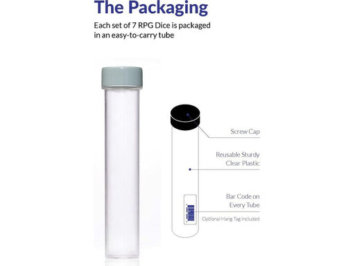 Dice Sirius Dice - 7 Die Set - Blue Aurora Semi-Transparent Resin - Cardboard Memories Inc.