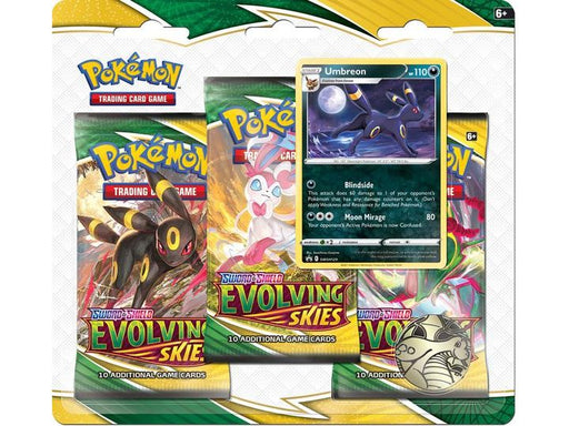 Trading Card Games Pokemon - Sword and Shield - Evolving Skies - 3 Pack Blister - Umbreon - Cardboard Memories Inc.
