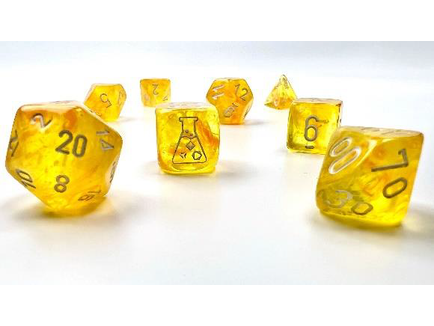 Dice Chessex Dice - Lab Dice - Heavy 7-Die Set - Canary White Luminary - Cardboard Memories Inc.